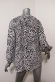 Joie Blouse Addie B White/Black Leopard Print Silk Size Medium 3/4 Sleeve Top available at CelebrityOwned.com img_6