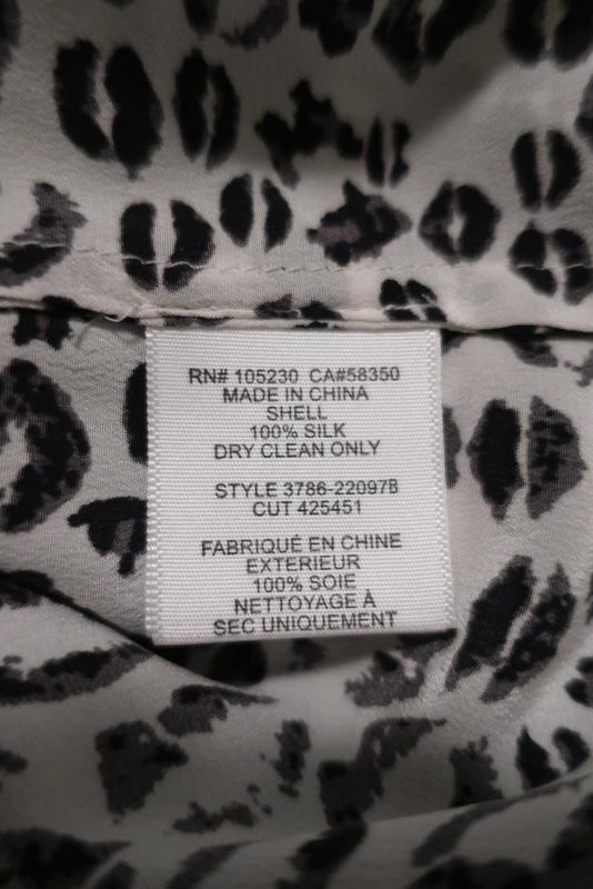 Joie Blouse Addie B White/Black Leopard Print Silk Size Medium 3/4 Sleeve Top available at CelebrityOwned.com img_7