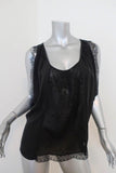Joie Blouse Versailles Black Lace-Paneled Silk Size Medium Sleeveless Top available at CelebrityOwned.com img_1