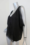 Joie Blouse Versailles Black Lace-Paneled Silk Size Medium Sleeveless Top available at CelebrityOwned.com img_4