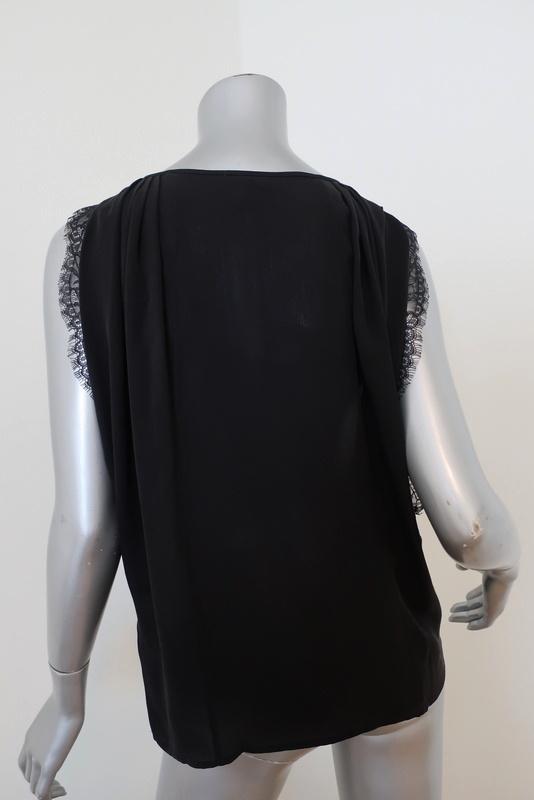Joie Blouse Versailles Black Lace-Paneled Silk Size Medium Sleeveless Top available at CelebrityOwned.com img_6