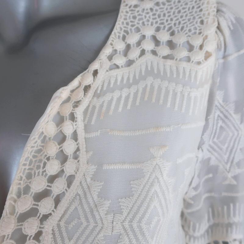 Joie Dress Bittern Cream Embroidered Silk &amp; Lace Size Small Blouson Mini available at CelebrityOwned.com img_2