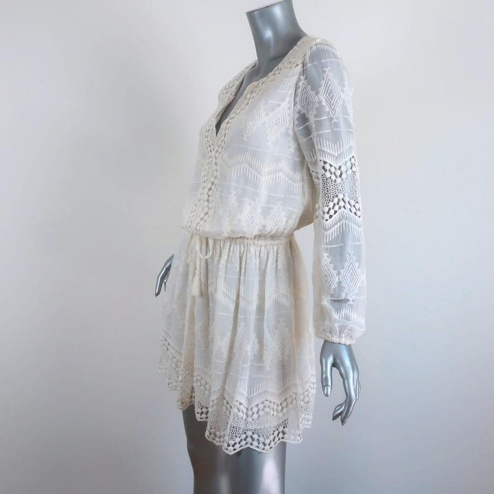 Joie Dress Bittern Cream Embroidered Silk &amp; Lace Size Small Blouson Mini available at CelebrityOwned.com img_3