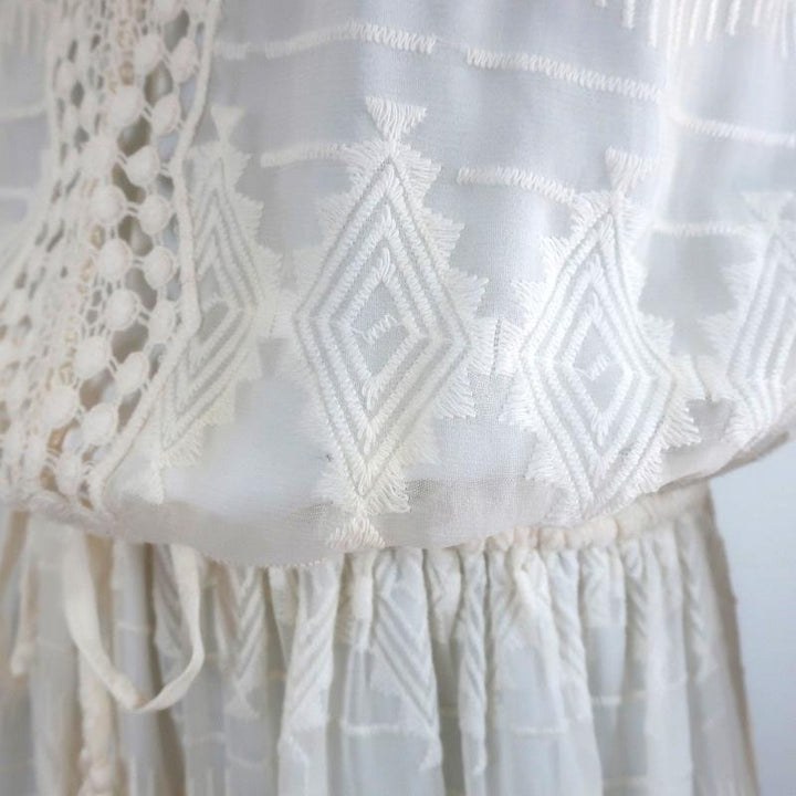 Joie Dress Bittern Cream Embroidered Silk &amp; Lace Size Small Blouson Mini available at CelebrityOwned.com img_4