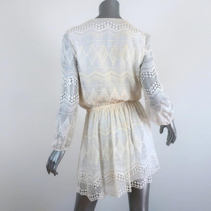 Joie Dress Bittern Cream Embroidered Silk &amp; Lace Size Small Blouson Mini available at CelebrityOwned.com img_6