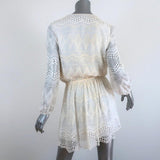 Joie Dress Bittern Cream Embroidered Silk & Lace Size Small Blouson Mini available at CelebrityOwned.com img_6