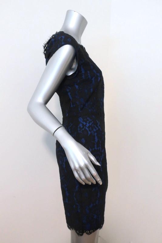 Joie Dress Maribeth Black/Blue Lace Size Medium Cap Sleeve Sheath available at CelebrityOwned.com img_3