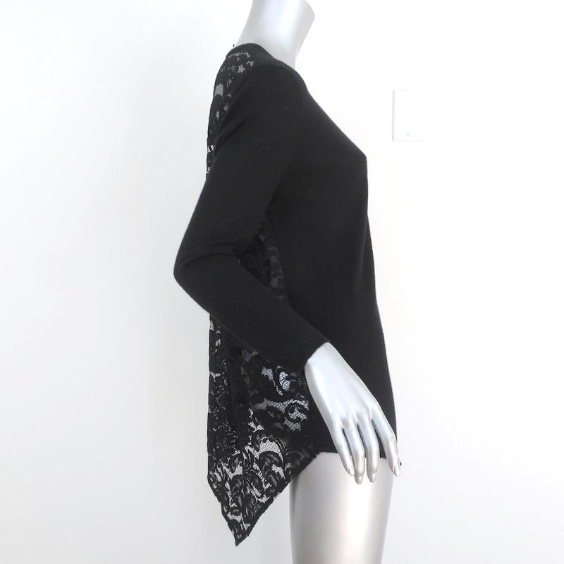 Joie Lace-Back Sweater Tambrel B Black Size Small V-Neck Asymmetric Pullover available at CelebrityOwned.com img_3