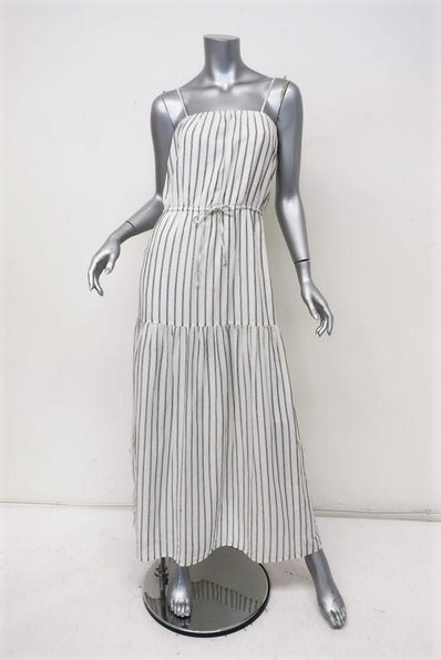 Joie Maxi Dress Theodorine White/Black Striped Cotton Size Extra Small available at CelebrityOwned.com img_1