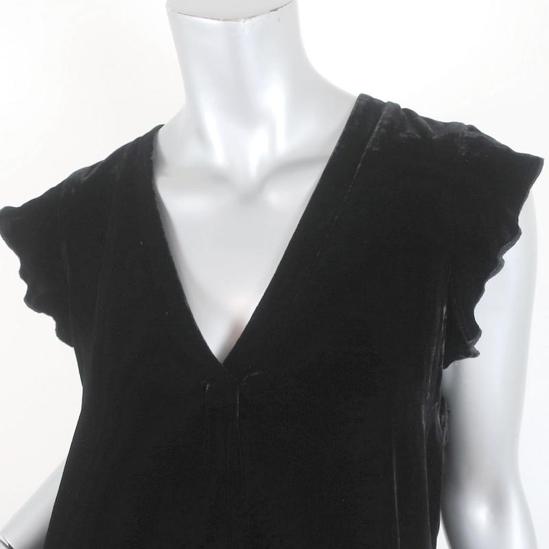 Joie Mini Dress Almarie Black Velvet Size Small Cap Sleeve V-Neck Shift available at CelebrityOwned.com img_3