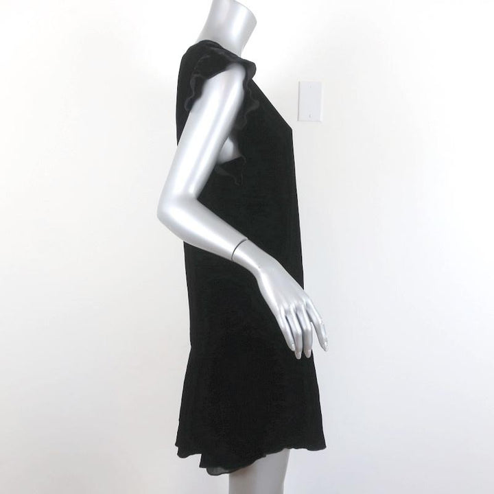 Joie Mini Dress Almarie Black Velvet Size Small Cap Sleeve V-Neck Shift available at CelebrityOwned.com img_5