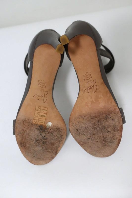 Joie Sandals Elaine Gray Crisscross Elastic &amp; Leather Size 38.5 Open Toe Heel available at CelebrityOwned.com img_11