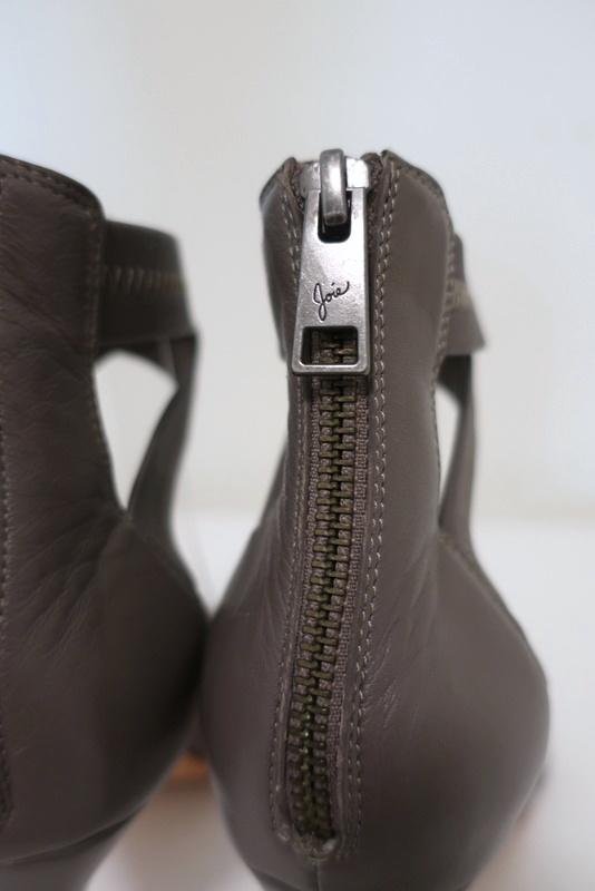 Joie Sandals Elaine Gray Crisscross Elastic &amp; Leather Size 38.5 Open Toe Heel available at CelebrityOwned.com img_9