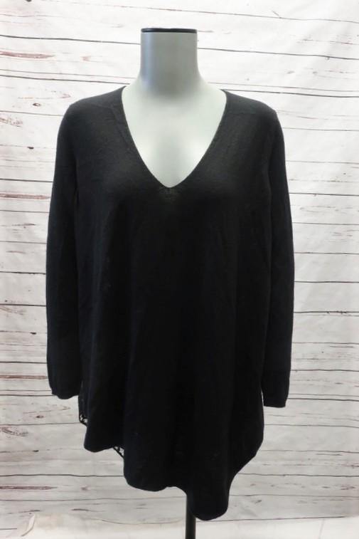 Joie Sweater Tambrel Black Lace-Back Size Extra Small Asymmetric Pullover available at CelebrityOwned.com img_1