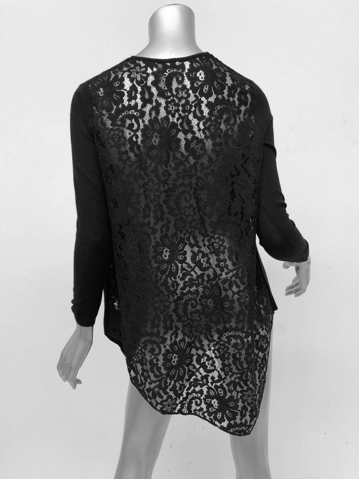 Joie Sweater Tambrel Black Lace-Back Size Extra Small Asymmetric Pullover available at CelebrityOwned.com img_4