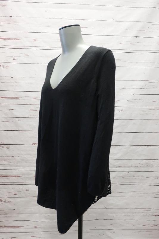 Joie Sweater Tambrel Black Lace-Back Size Extra Small Asymmetric Pullover available at CelebrityOwned.com img_6