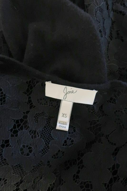 Joie Sweater Tambrel Black Lace-Back Size Extra Small Asymmetric Pullover available at CelebrityOwned.com img_7
