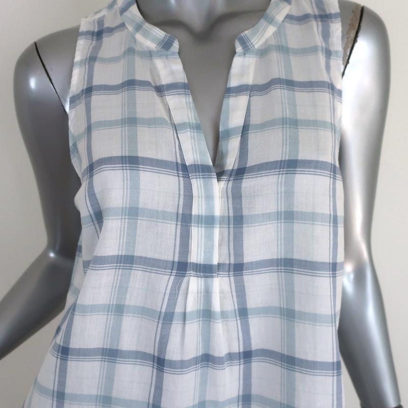 Joie Tank Top Capucine White/Blue Plaid Cotton Size Small Sleeveless Blouse NEW available at CelebrityOwned.com img_2