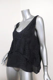 Joie Top Bessie Dark Gray Snakeskin Print Silk Size Small Ruffled Tank available at CelebrityOwned.com img_2