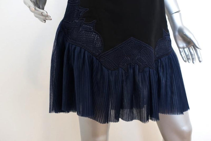 Jonathan Simkhai Cold Shoulder Dress Black/Navy Embroidered Crepe Size 6 available at CelebrityOwned.com img_2