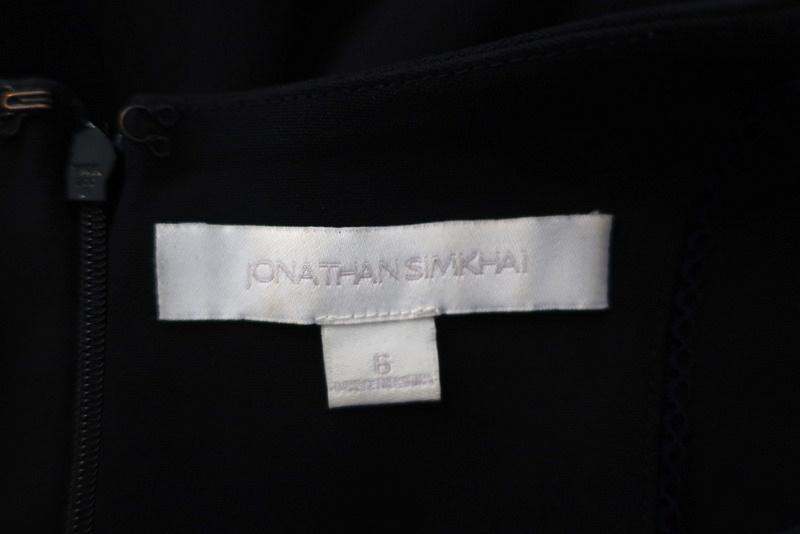 Jonathan Simkhai Cold Shoulder Dress Black/Navy Embroidered Crepe Size 6 available at CelebrityOwned.com img_8
