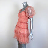 Jonathan Simkhai Mini Dress Delilah Pink Tiered Floral Print Tulle Size 2 available at CelebrityOwned.com img_2