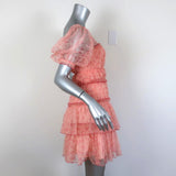 Jonathan Simkhai Mini Dress Delilah Pink Tiered Floral Print Tulle Size 2 available at CelebrityOwned.com img_4