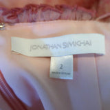 Jonathan Simkhai Mini Dress Delilah Pink Tiered Floral Print Tulle Size 2 available at CelebrityOwned.com img_7