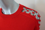 Jonathan Simkhai Ring-Embellished Sweater Red Wool Size Medium Crewneck Pullover available at CelebrityOwned.com img_3