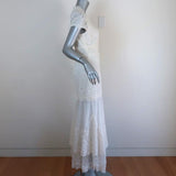 Jonathan Simkhai Tiered Lace Midi Dress White Size 8 Short Sleeve available at CelebrityOwned.com img_4