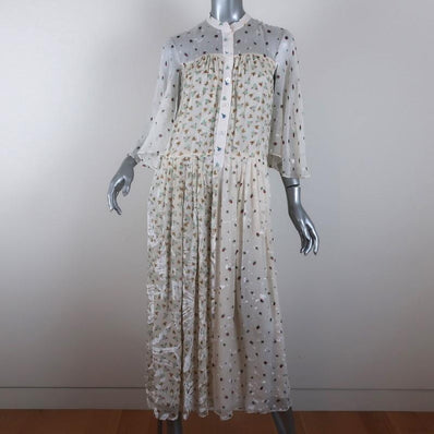 Joseph Midi Dress Morrisson White Mixed Floral Print Size 36 Flutter Sleeve available at CelebrityOwned.com img_1