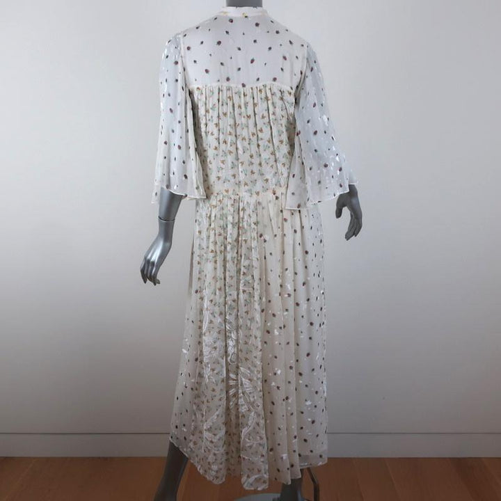 Joseph Midi Dress Morrisson White Mixed Floral Print Size 36 Flutter Sleeve available at CelebrityOwned.com img_6