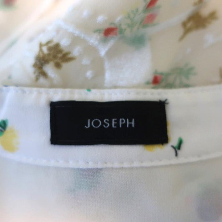 Joseph Midi Dress Morrisson White Mixed Floral Print Size 36 Flutter Sleeve available at CelebrityOwned.com img_7