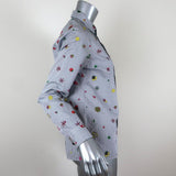 KENZO Button Down Shirt Printed White/Gray Checked Cotton Size Small available at CelebrityOwned.com img_4