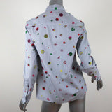 KENZO Button Down Shirt Printed White/Gray Checked Cotton Size Small available at CelebrityOwned.com img_5