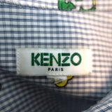 KENZO Button Down Shirt Printed White/Gray Checked Cotton Size Small available at CelebrityOwned.com img_8