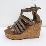 K.Jacques Gladiator Cork Platform Wedge Sandals Bronze Metallic Suede Size 37 available at CelebrityOwned.com img_5