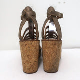 K.Jacques Gladiator Cork Platform Wedge Sandals Bronze Metallic Suede Size 37 available at CelebrityOwned.com img_7