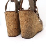 K.Jacques Gladiator Cork Platform Wedge Sandals Bronze Metallic Suede Size 37 available at CelebrityOwned.com img_8