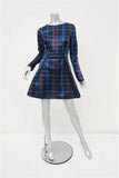 Kenzo Neon Plaid Dress Black/Blue Double Twill Size 38 Long Sleeve Mini available at CelebrityOwned.com img_1