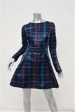 Kenzo Neon Plaid Dress Black/Blue Double Twill Size 38 Long Sleeve Mini available at CelebrityOwned.com img_2