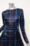 Kenzo Neon Plaid Dress Black/Blue Double Twill Size 38 Long Sleeve Mini available at CelebrityOwned.com img_3