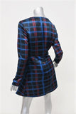 Kenzo Neon Plaid Dress Black/Blue Double Twill Size 38 Long Sleeve Mini available at CelebrityOwned.com img_5