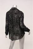 L'Agence Blouse Nina Dark Brown Leopard Velvet Burnout Top Size Extra Small available at CelebrityOwned.com img_6