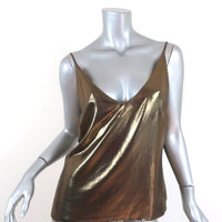 L'Agence Metallic Cami Gabriela Gold Size Small V-Neck Tank Top available at CelebrityOwned.com img_1