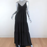 L'Agence Tiered Maxi Dress Abby Black Lace-Trim Washed Silk Size 2 available at CelebrityOwned.com img_1