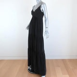 L'Agence Tiered Maxi Dress Abby Black Lace-Trim Washed Silk Size 2 available at CelebrityOwned.com img_3