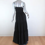 L'Agence Tiered Maxi Dress Abby Black Lace-Trim Washed Silk Size 2 available at CelebrityOwned.com img_5