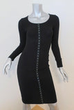 LNA Dress Tori Black Stretch Ribbed Knit Size Small Long Sleeve Snap-Front available at CelebrityOwned.com img_1