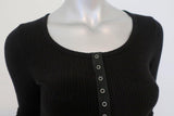 LNA Dress Tori Black Stretch Ribbed Knit Size Small Long Sleeve Snap-Front available at CelebrityOwned.com img_3
